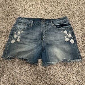 Embroidered Denim Shorts